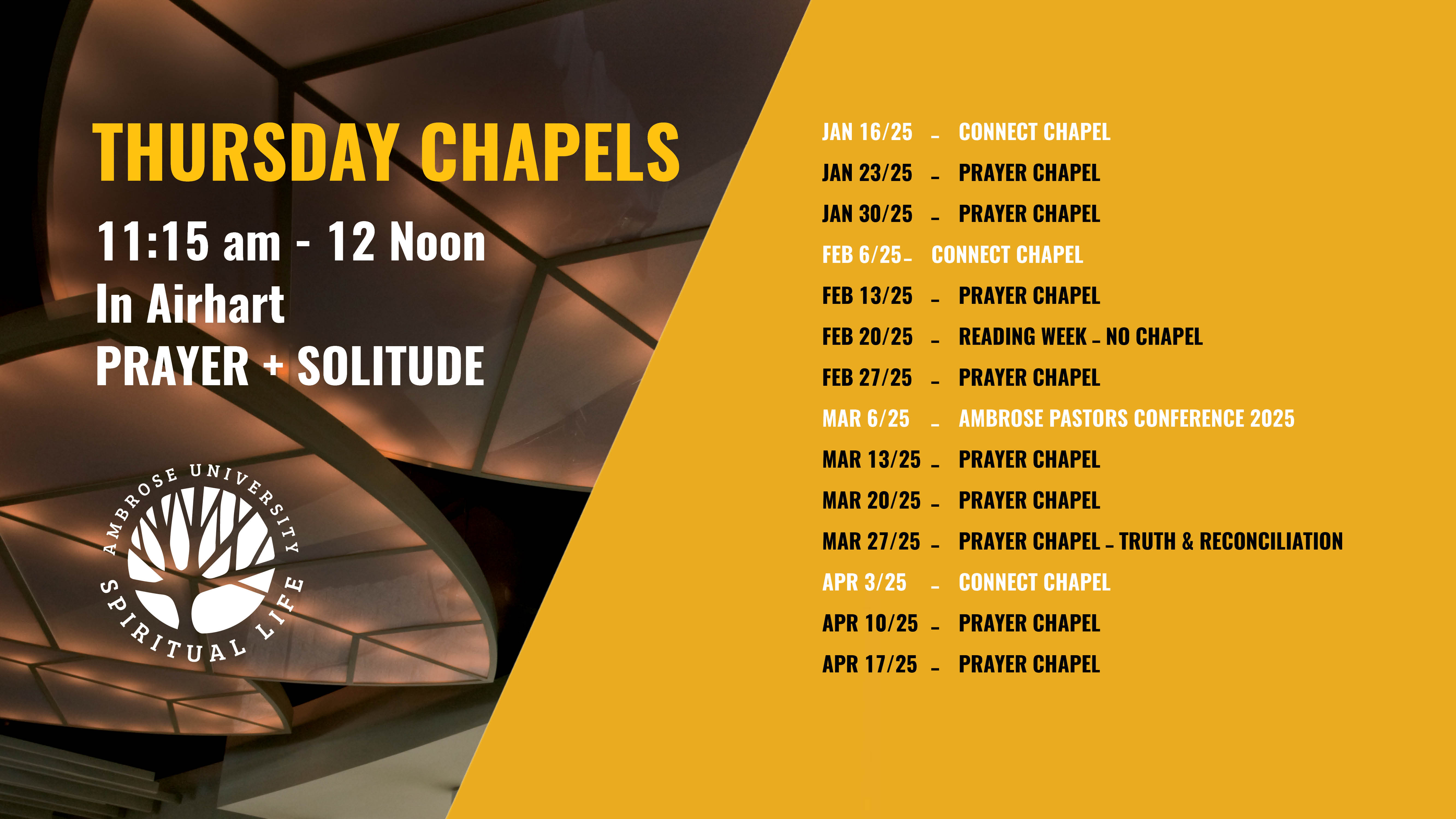 Winter 2025 Chapel Thursday Schedule 