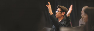 young man worshipping